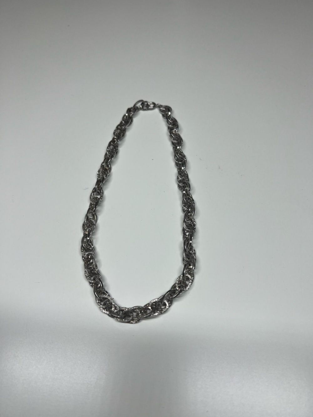 Sterling-Look Silver Rope Chain Necklace - Picture 2 of 4